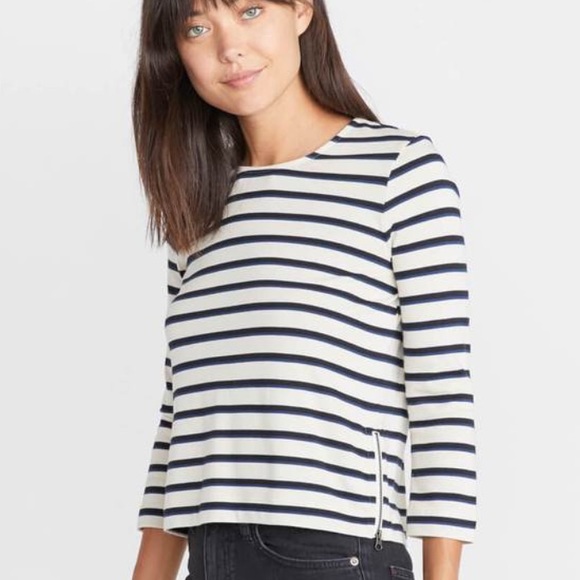 Marine Layer Polly Crop Stripe Side Zip Top - Picture 1 of 8